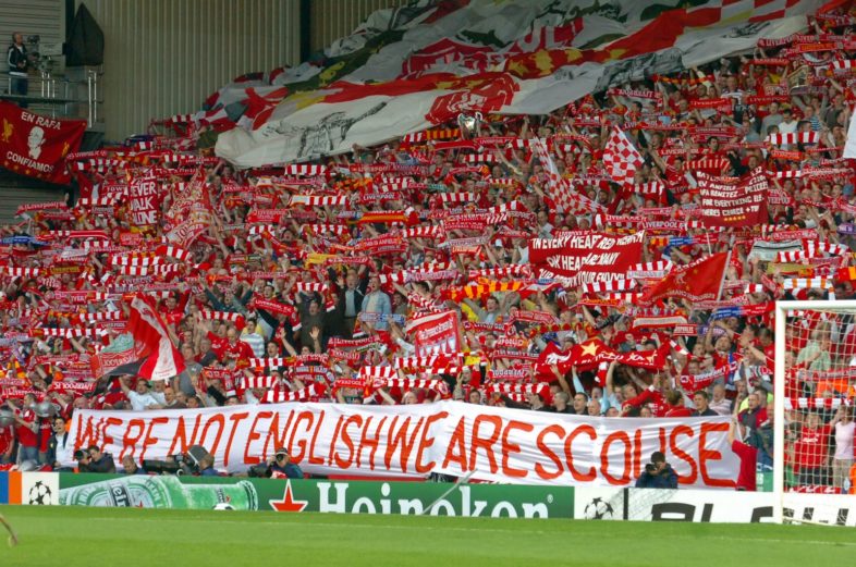 The Kop - "We Are Not English We Are Scouse" Banner