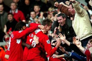 Peter Crouch Celebrates After Man Utd Winner